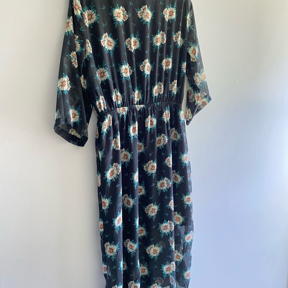 NASTY GAL rare/HTF black floral daisy sheer lined dress size small like new - Picture 7 of 8